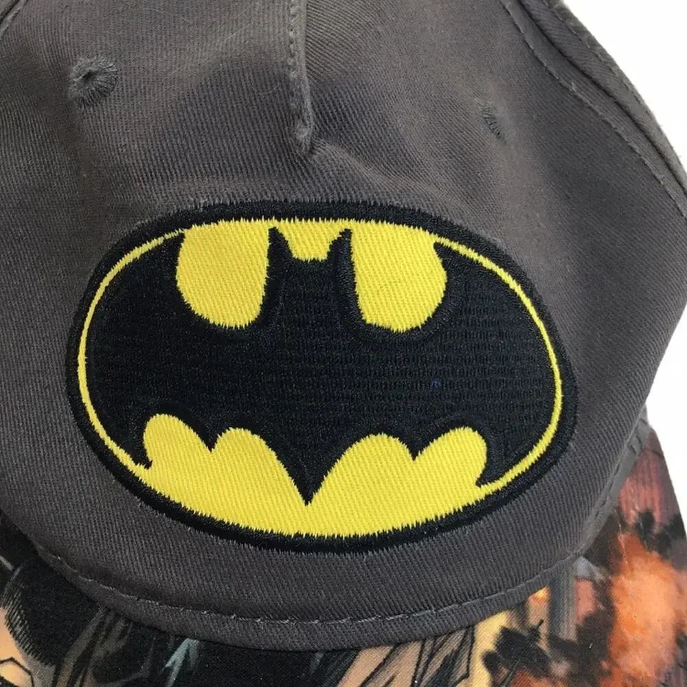 Batman DC Comics Youth Size Snapback Hat Cap‎ Dark Gray w/Graphic & Bat Patch